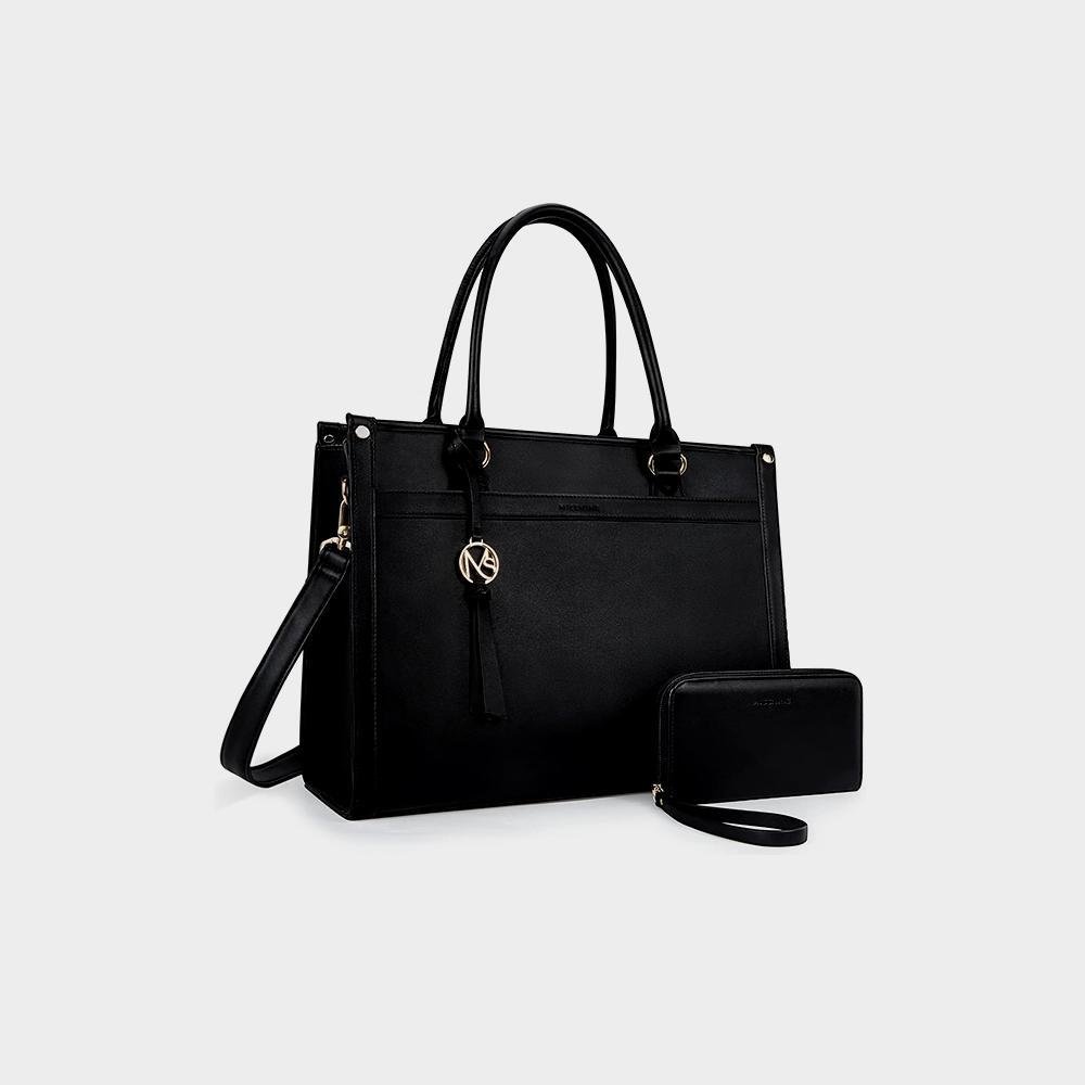 حقيبة كمبيوتر محمول من Missnine، حقيبة كمبيوتر محمول من القماش مقاس 15.6 بوصة، حقائب كتف للعمل، حقيبة يد كاجوال - الصورة 4