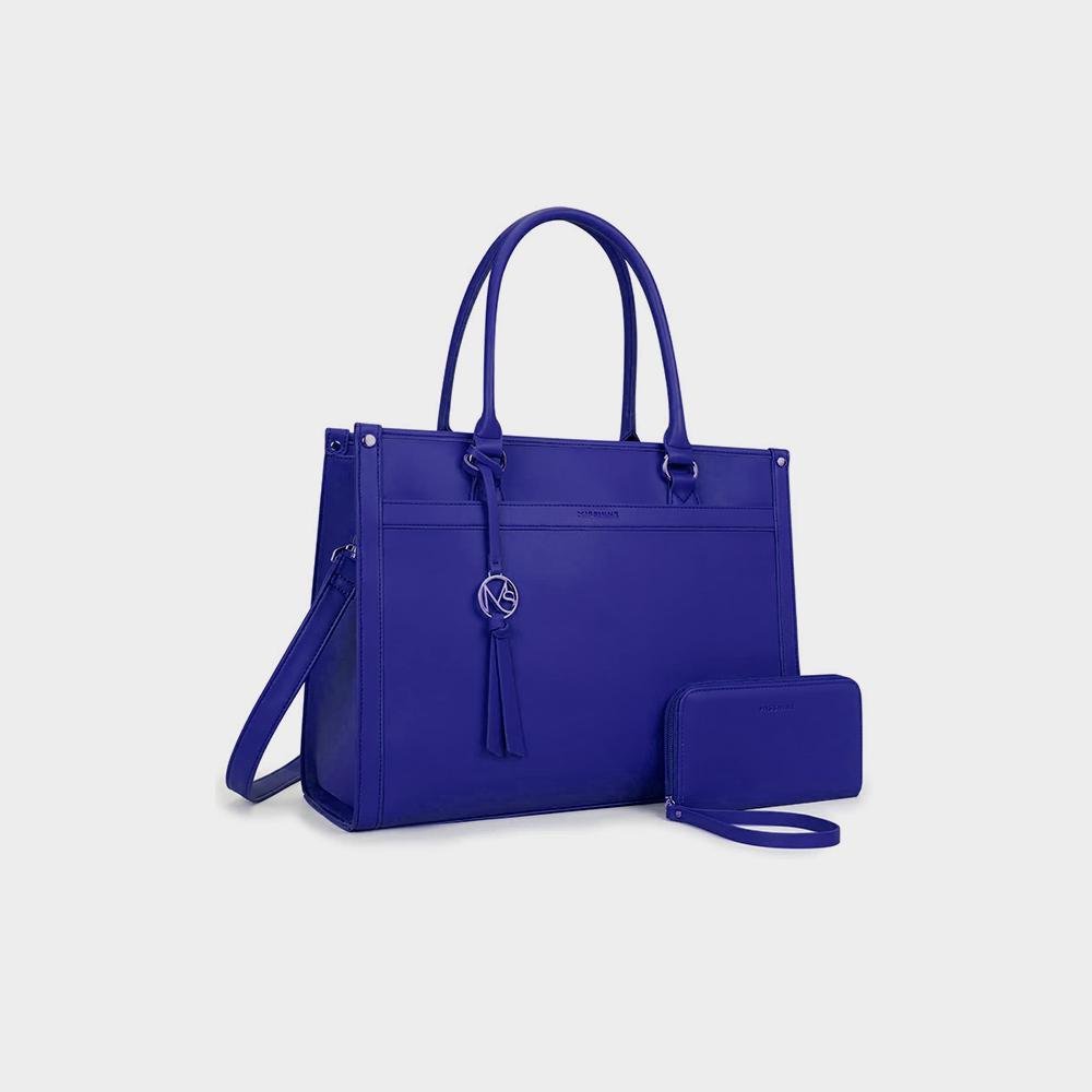 حقيبة كمبيوتر محمول من Missnine، حقيبة كمبيوتر محمول من القماش مقاس 15.6 بوصة، حقائب كتف للعمل، حقيبة يد كاجوال - الصورة 2