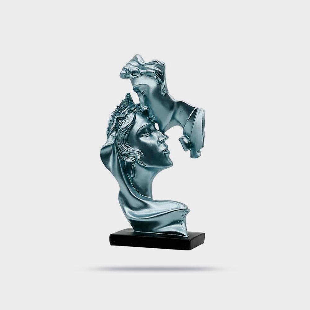 زوجين التماثيل تمثال رومانسية منحوتة الحرف زخرفة التقبيل عاشق الراتنج النحت الفن الحديث - الصورة 3